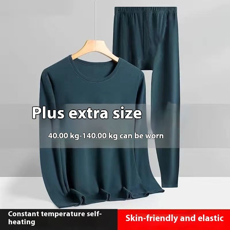 Új német flanel kétoldalas, kefélt termo alsónemű szett férfi kerek nyakú téli állandó hőmérsékletű fűtéssel_voghion.com