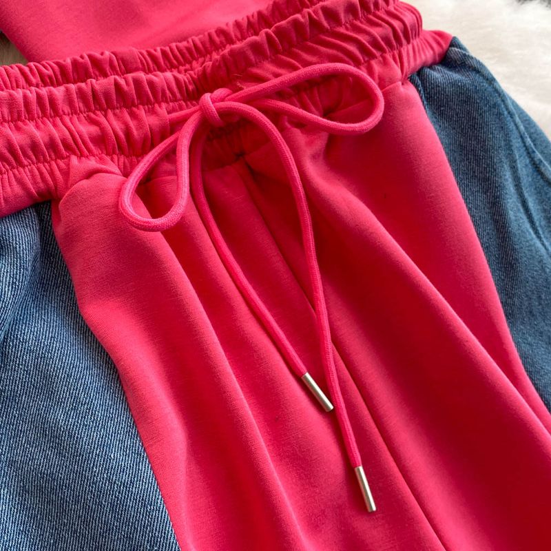 Dametøj Forår og efterår denim-søm sweaterjakkesæt med stående krave til kvinder sports- og afslappet moderigtigt jakkesæt i to dele_voghion.com