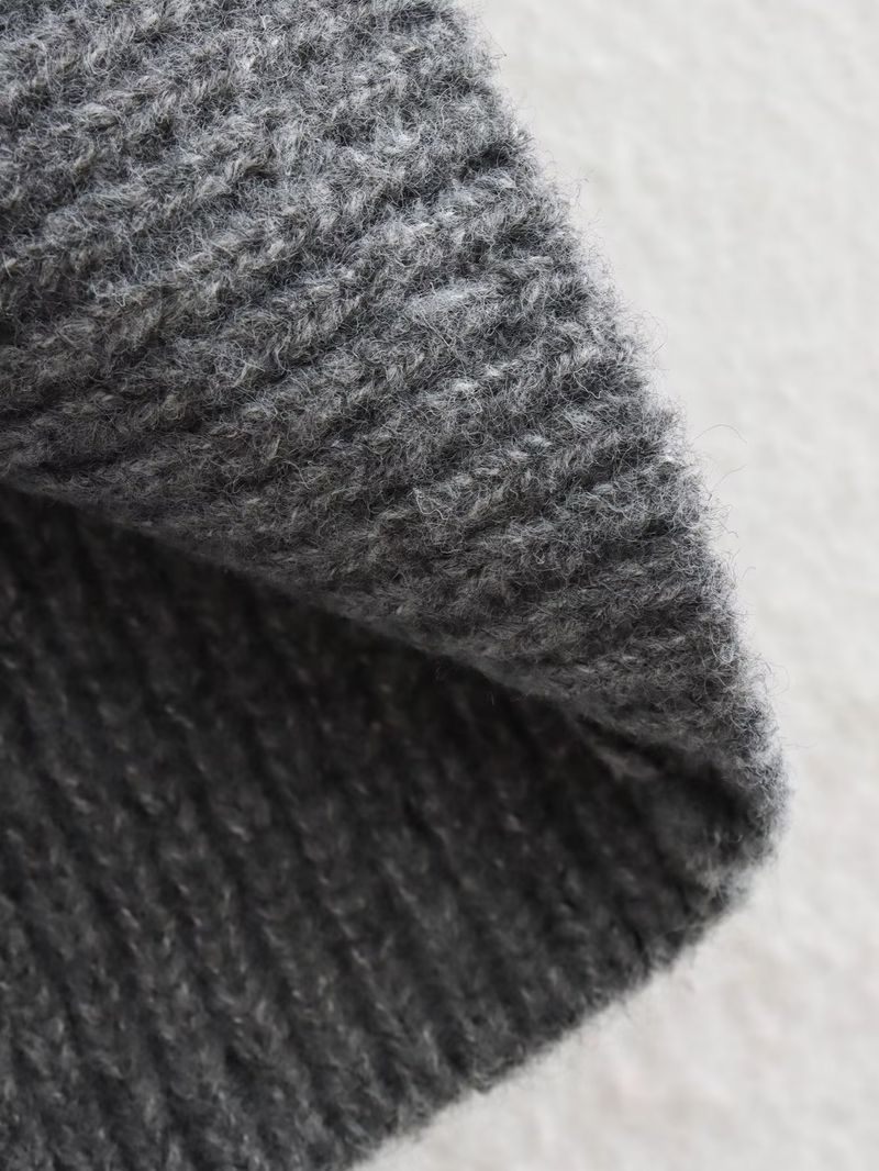 Maglione oversize da donna in maglia - Maglia girocollo a coste morbide a maniche lunghe - Pullover casual da strada (nero, rosso, grigio, crema)_voghion.com