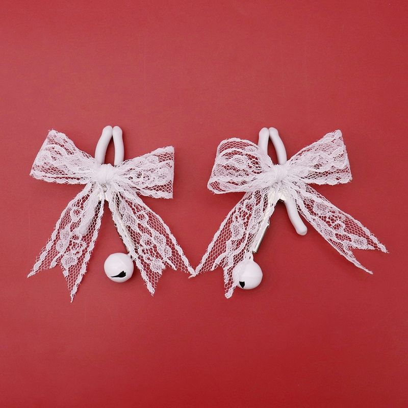 White Lace Bow Bell Anal Plug Erotic SM Flirting Stimulating Nipple Clamps Vaginal Clips_voghion.com