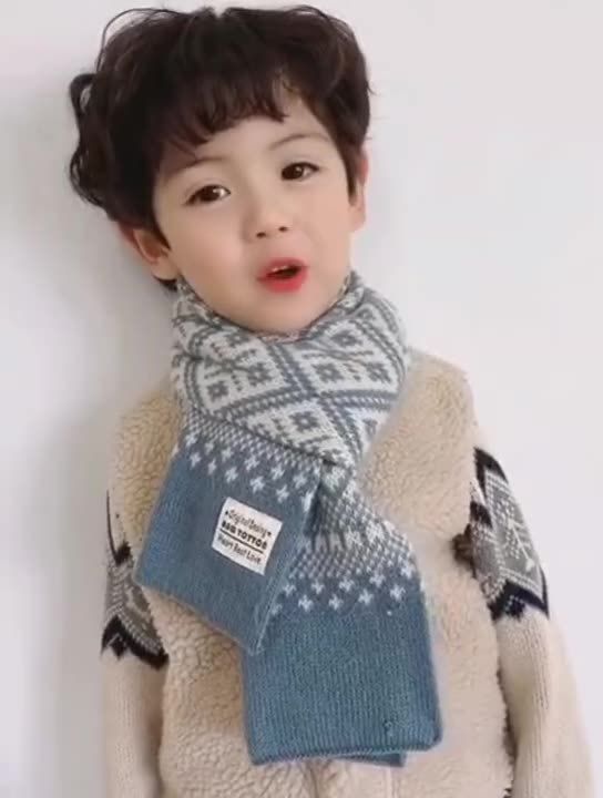 2025 Kinder-Farbstrickschal, Herbst- und Winter-Warmwollschal für Babys_voghion.com