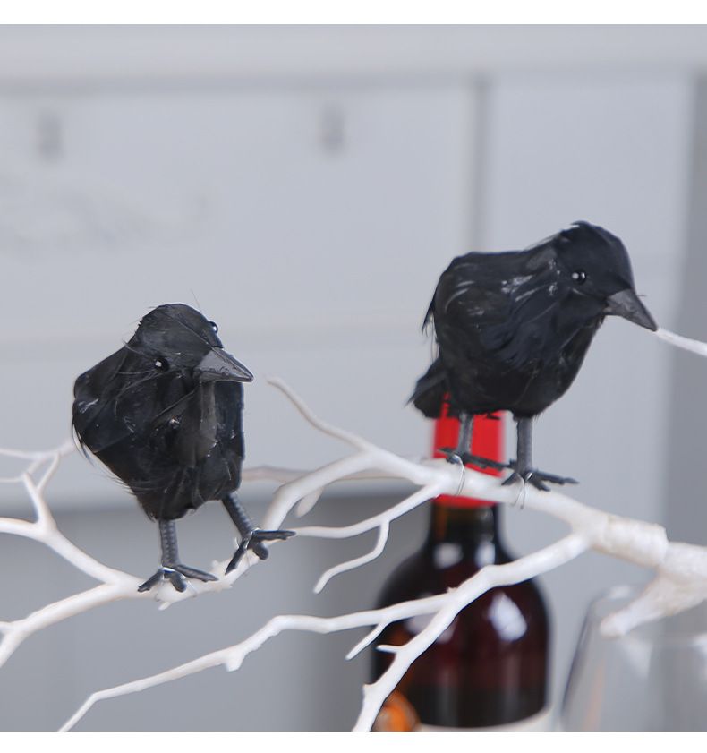 Realistic Halloween Crow Decor – Foam Black Raven For Gothic Tabletop, Photography Props & Farmhouse Bird Scare_voghion.com