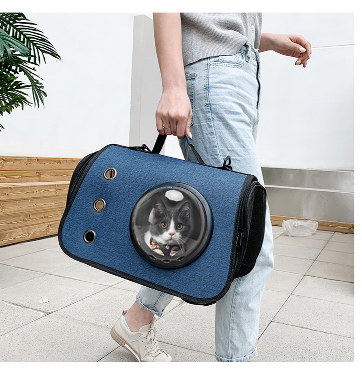 Cat bag new folding portable space capsule pet bag Oxford cloth go out portable breathable and comfortable Cat backpack_voghion.com