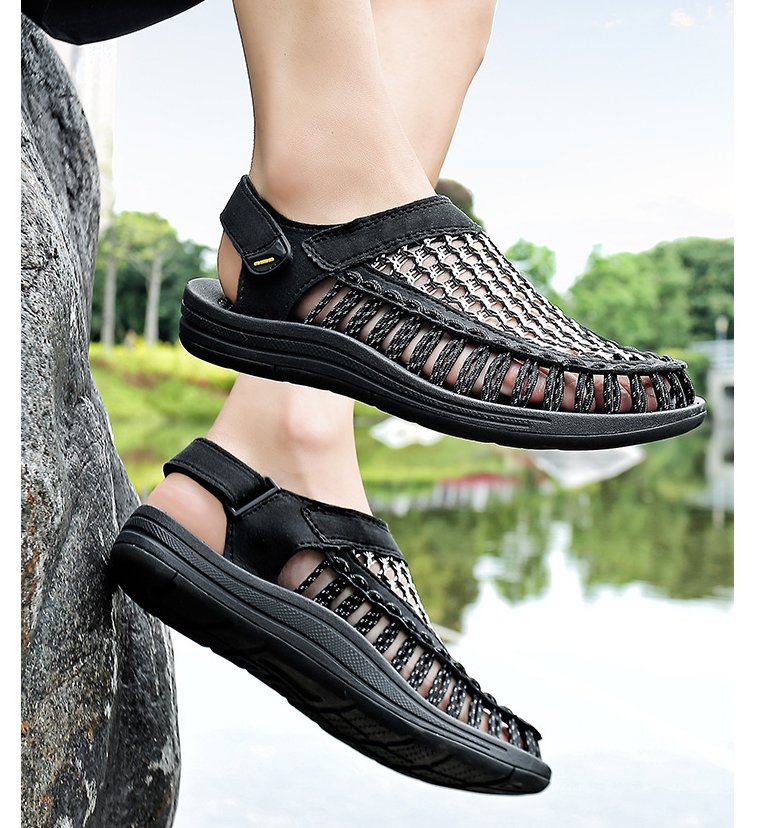 2024 Cross border Spring Trendy Sandals Men's Breathable Shoes Large casual beach shoes_voghion.com