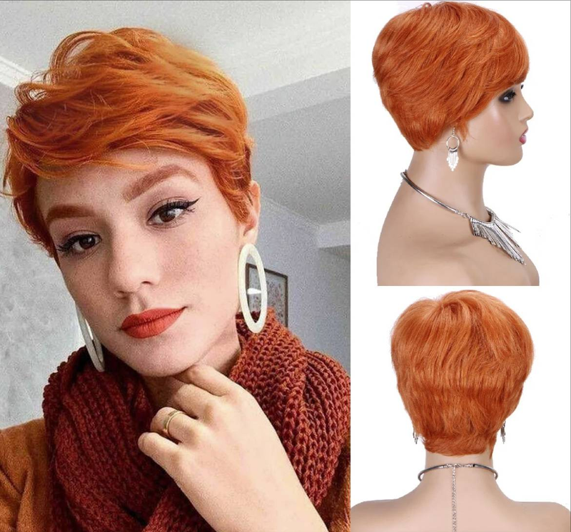 Pixie-Kurzhaar-Bob, maschinengefertigte Vollperücke, 100 % Echthaar_voghion.com