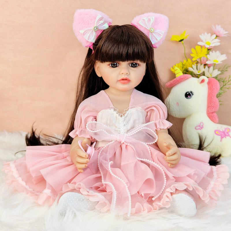 55cm Reborn Pop Baby Zacht Rubber Roze Prinses Cadeau Verwisselbare Aankleedpop Badbaar Meisje Speelgoedpop_voghion.com