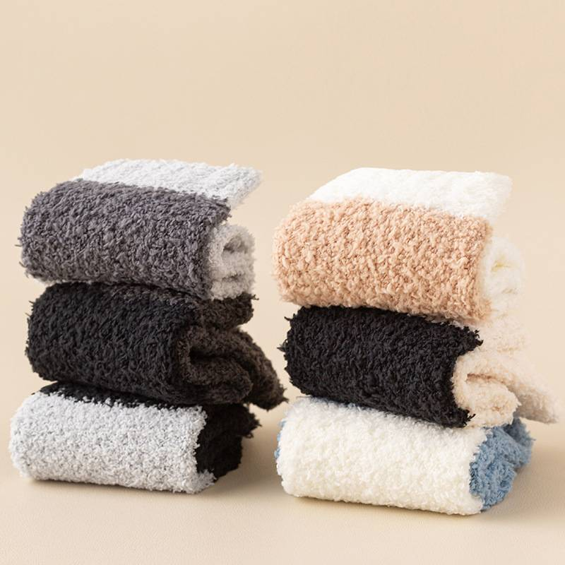 Coral Fleece Socken Herren Winter Mid Tube Plüsch Dicke Winter Warme Home Plüsch Lange Socken Schlafbodensocken_voghion.com