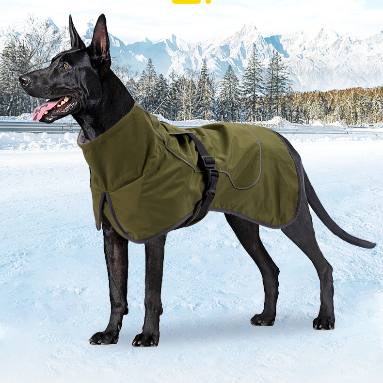 Hundekleidung, warme Baumwollkleidung für den Außenbereich, hoher Kragen, doppellagig, wasserdicht, schneefest, dicke Baumwollkleidung für den Außenbereich, Hundekleidung_voghion.com