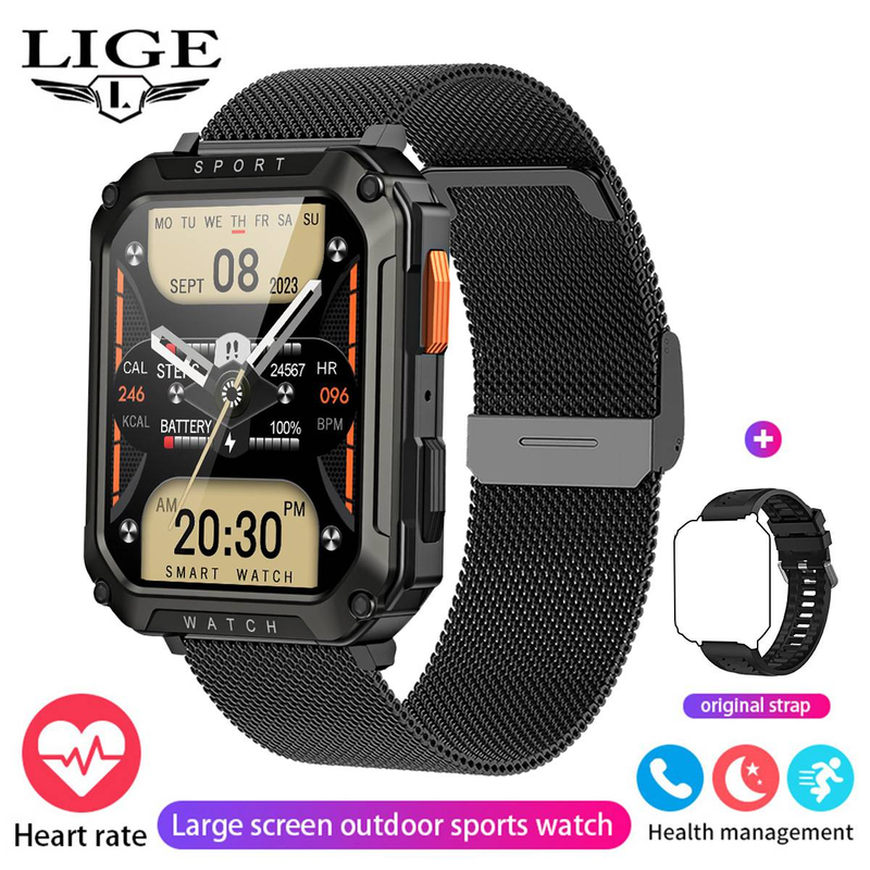 Smart sports waterproof watch Bluetooth multi function blood pressure heart rate detection bracelet for men_voghion.com