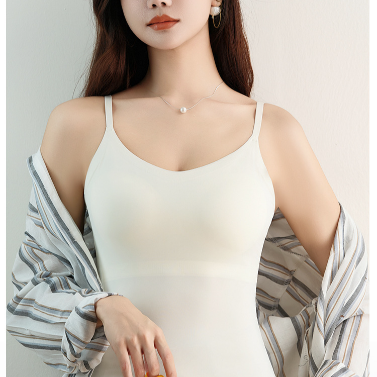 Camisole longue sans anneau en acier pour femme, joli dos, coupe fixe, vêtements d'intérieur, vêtements d'extérieur, bas sans couture, gilet pour femme_voghion.com