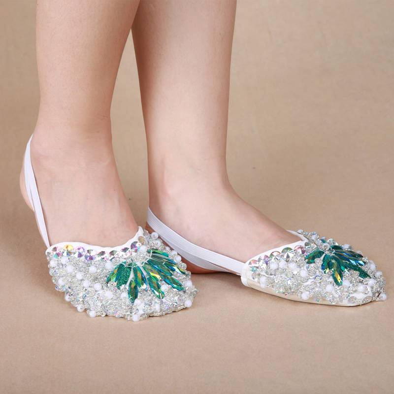 Tanzschuhe Tänzerin Green Diamond Halbschuhe Bauchtanz Bequeme Übungsschuhe Training Fußabdeckung Einlegesohlenabdeckung Heißer Verkauf Bühnenfokus_voghion.com