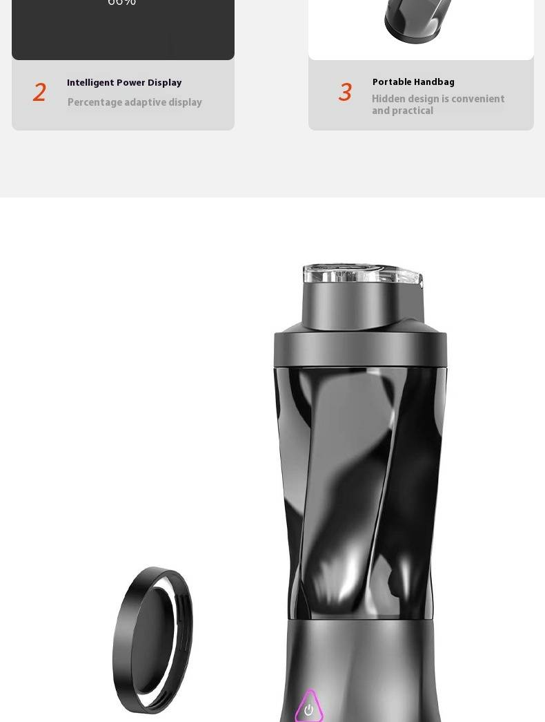 Frullatore elettrico portatile - Frullatore ricaricabile tramite USB per frullati e succhi, tazza da viaggio multifunzionale con design a prova di perdite_voghion.com