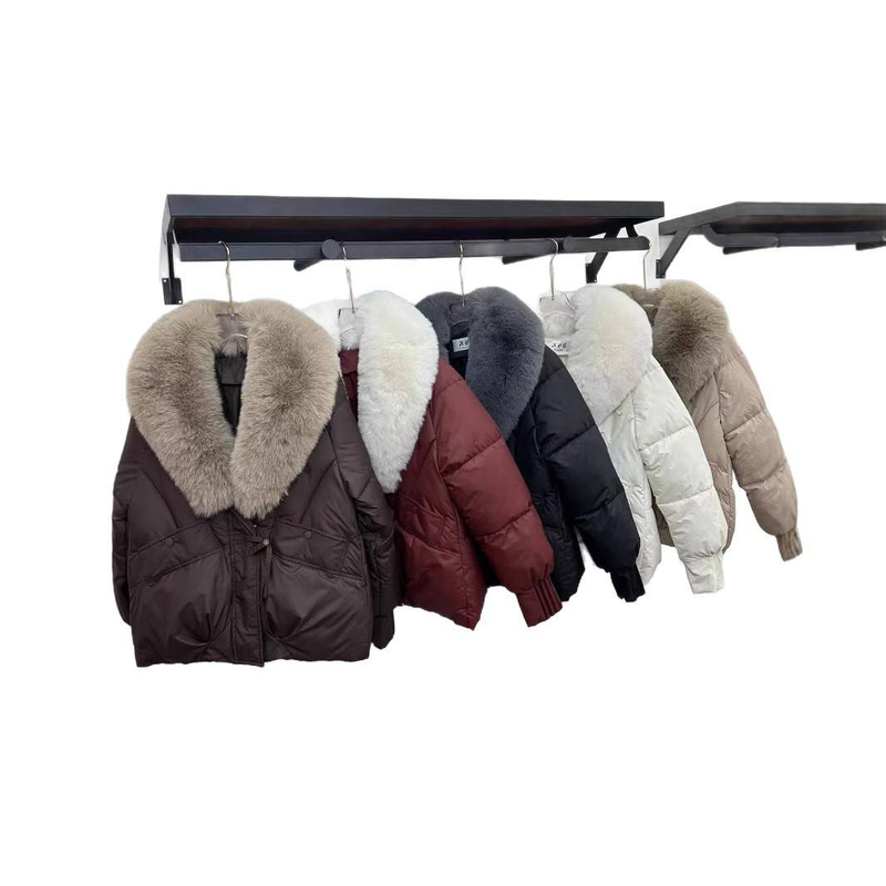 Winterjas voor dames met capuchon van imitatiebont, korte gewatteerde jas, warme fleecevoering voor casual gebruik en woon-werkverkeer_voghion.com