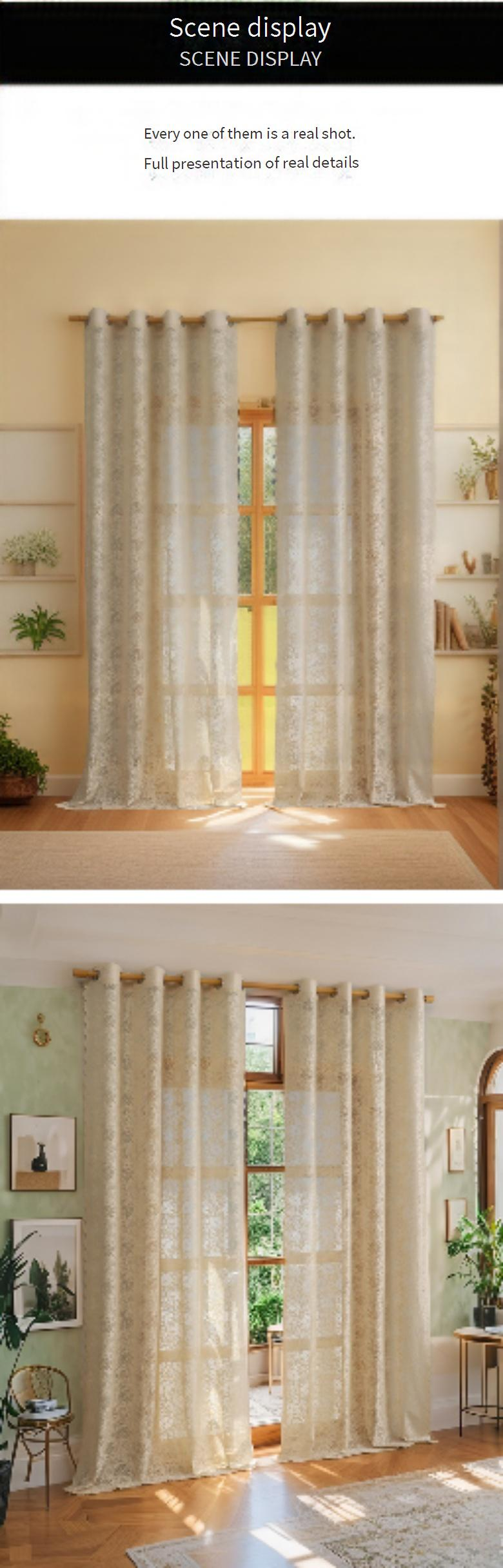 French Lace Sheer Curtains – Elegant Voile Panels With Floral Embroidery, Semi-Sheer For Bedroom & Living Room (130x160cm/214cm/241cm, Rod Pocket)_voghion.com