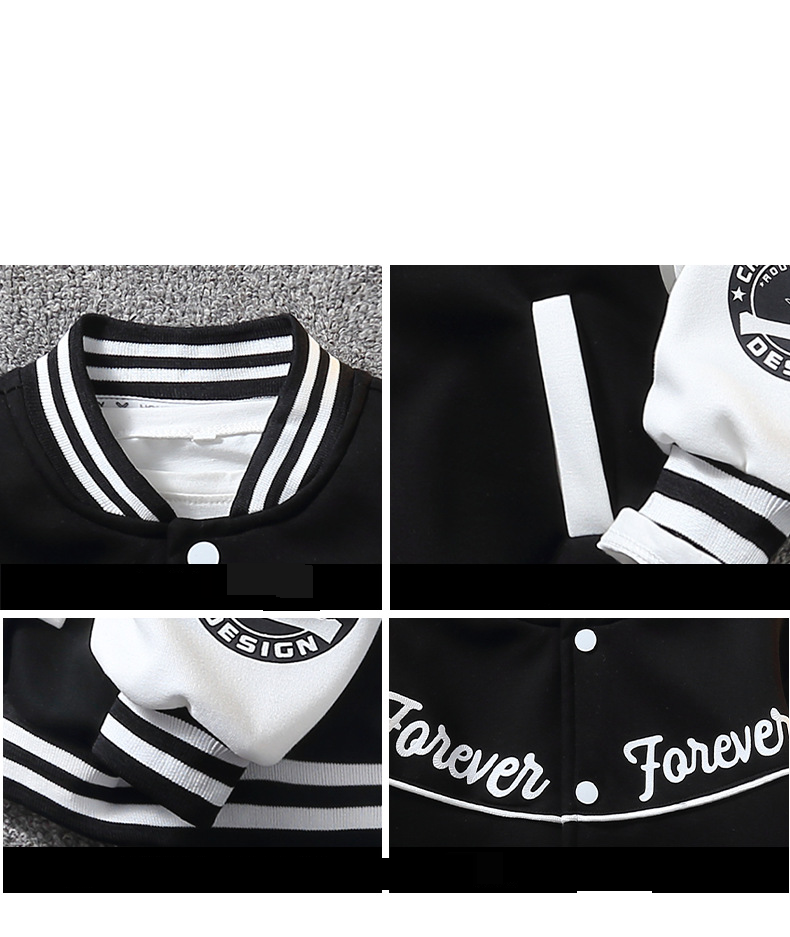 Baseballjacke für Jungen von Mother & Kids für Frühling und Herbst – trendige und hochwertige Oberbekleidung für Kinder von 6–12 Jahren (Schwarz/Grün, Buchstabendruck)_voghion.com