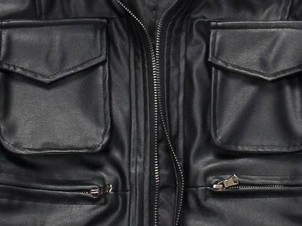 Veste courte en cuir PU coupe slim pour homme – Col montant élégant avec poches contrastées (M-3XL, noir, légère pour le printemps/l'automne)_voghion.com