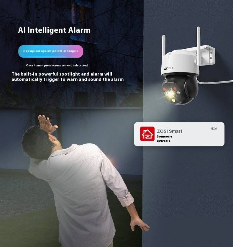 4MP HD Wireless WiFi Security Camera With Night Vision, 355° Pan-Tilt, Motion Detection, Two-Way Audio, IP66 Weatherproof For Outdoor Surveillance_voghion.com