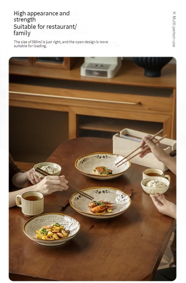 Assiette en céramique de luxe gaufrée de 20 cm – Plat à salade et à apéritif de forme irrégulière avec glaçure coulée au four, élégance rétro pour une cuisine raffinée_voghion.com