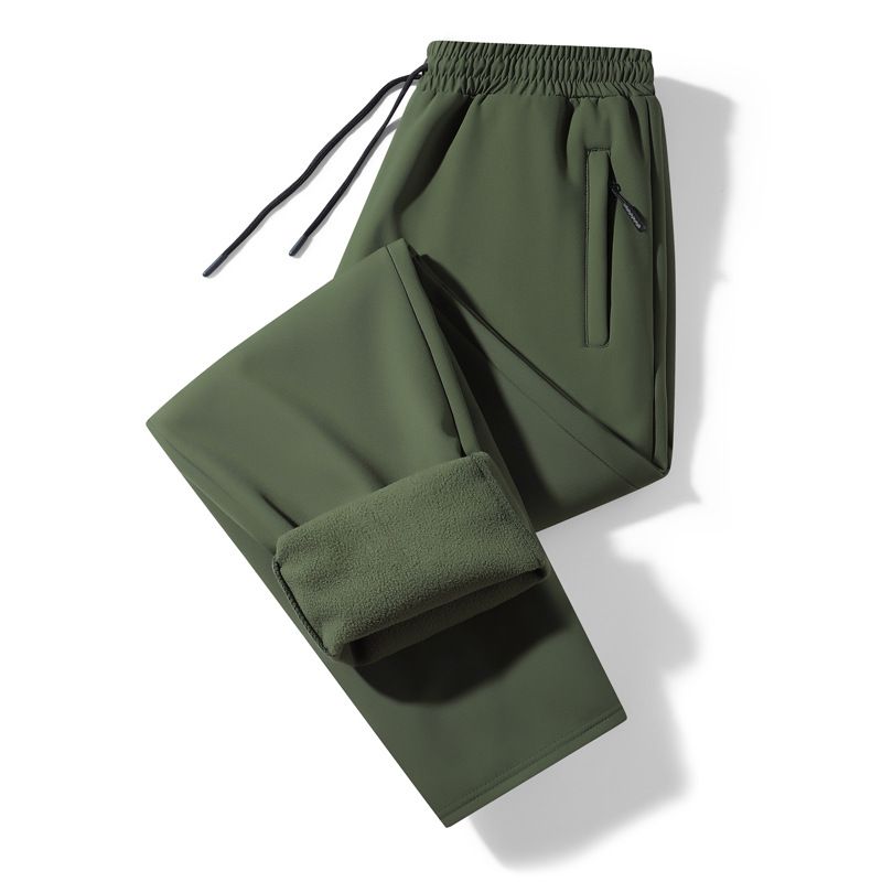 Herren Softshell Outdoorhose – Fleecegefütterte Winterhose, Relaxed Fit (Schwarz, Armygrün, Größen L-5XL)_voghion.com