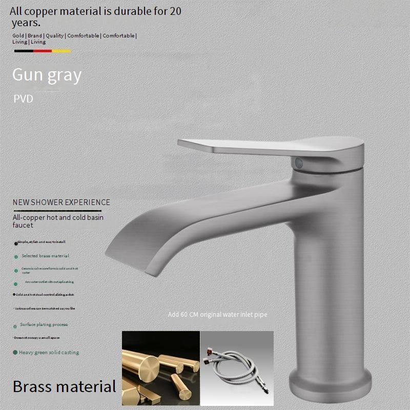 Premium Solid Brass Bathroom Sink Faucet With Ceramic Disc Cartridge - Modern Single Lever Mixer Tap For Basin_voghion.com