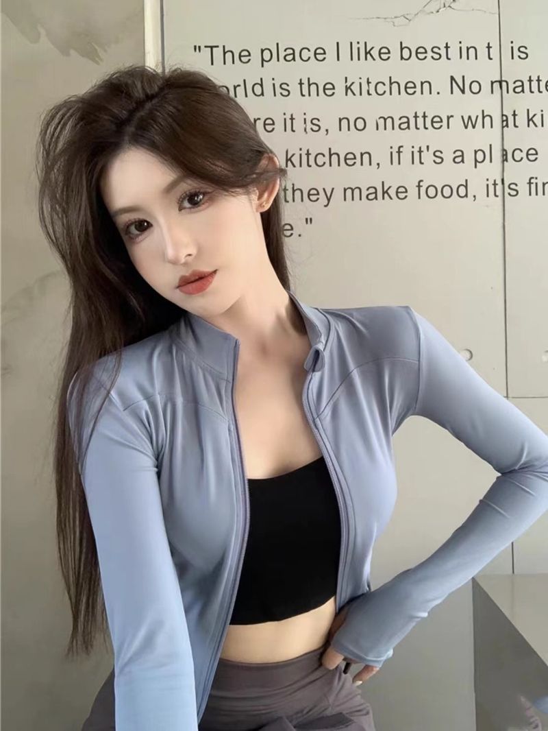 Γιόγκα Αθλητικά ρούχα Γυναικεία Άνοιξη/Καλοκαίρι Νέο Στυλ Σφιχτό και Αδυνατιστικό Γρήγορο Στέγνωμα Ζακέτα γιακά στο επάνω μέρος_voghion.com