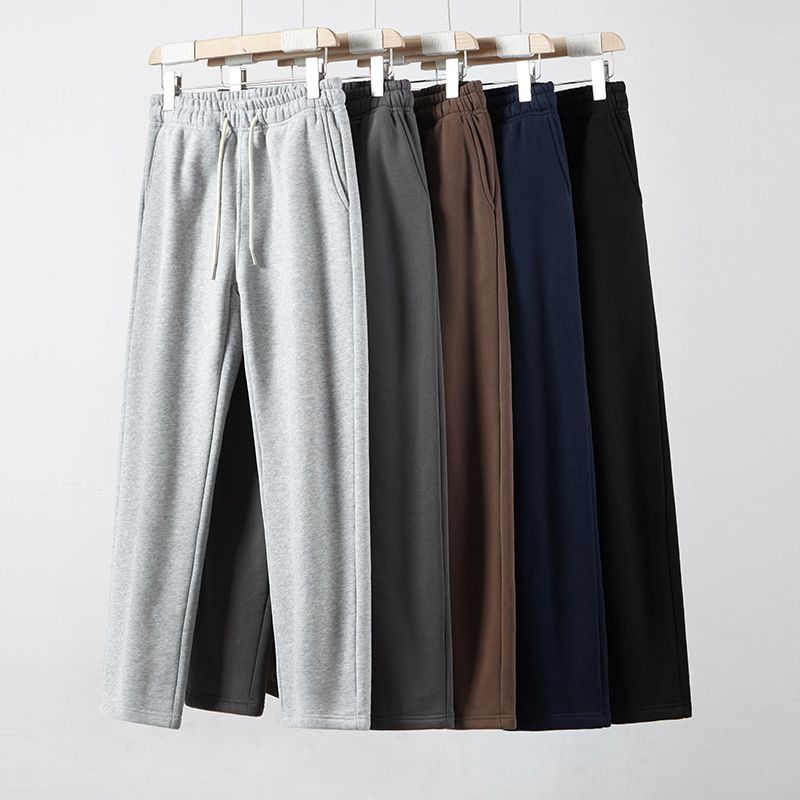 Pantaloni da tuta da uomo con gamba dritta, foderati in pile e spazzolati in ceramica - Jogger casual morbidi, caldi ed eleganti con coulisse (nero, blu navy, grigio, caramello)_voghion.com