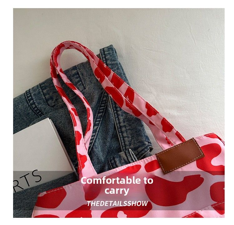 Leopard Print Canvas Tote Bag Women's Large-capacity Bag Portable Commuter Bag Versatile Shoulder Mommy Bag_voghion.com