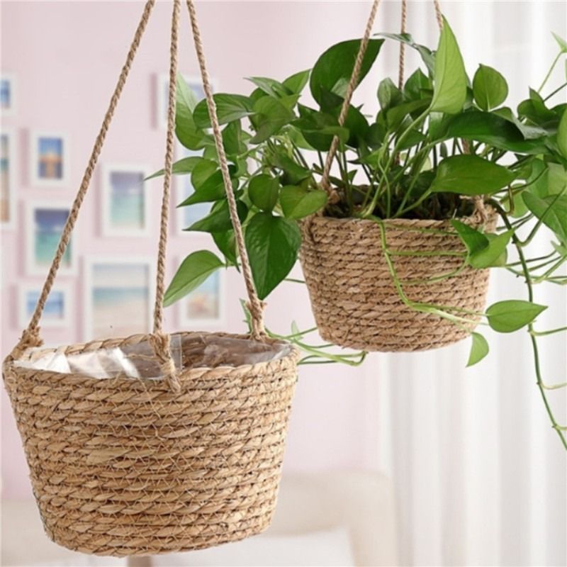 Cesto portaoggetti per piante in macramè da giardino, in corda di iuta intrecciata, portavasi per fiori da interno ed esterno, appendini per piante, decorazioni per la casa_voghion.com