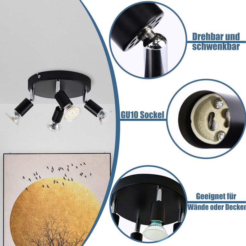 Glitzerlife LED Deckenstrahler Weiß Deckenspots - 4 Flammig Schwenkbar GU10 Metall Deckenlampe Moderne Wohnzimmerlampe Für Schlafzimmer Küche Gang Esszimmer_voghion.com