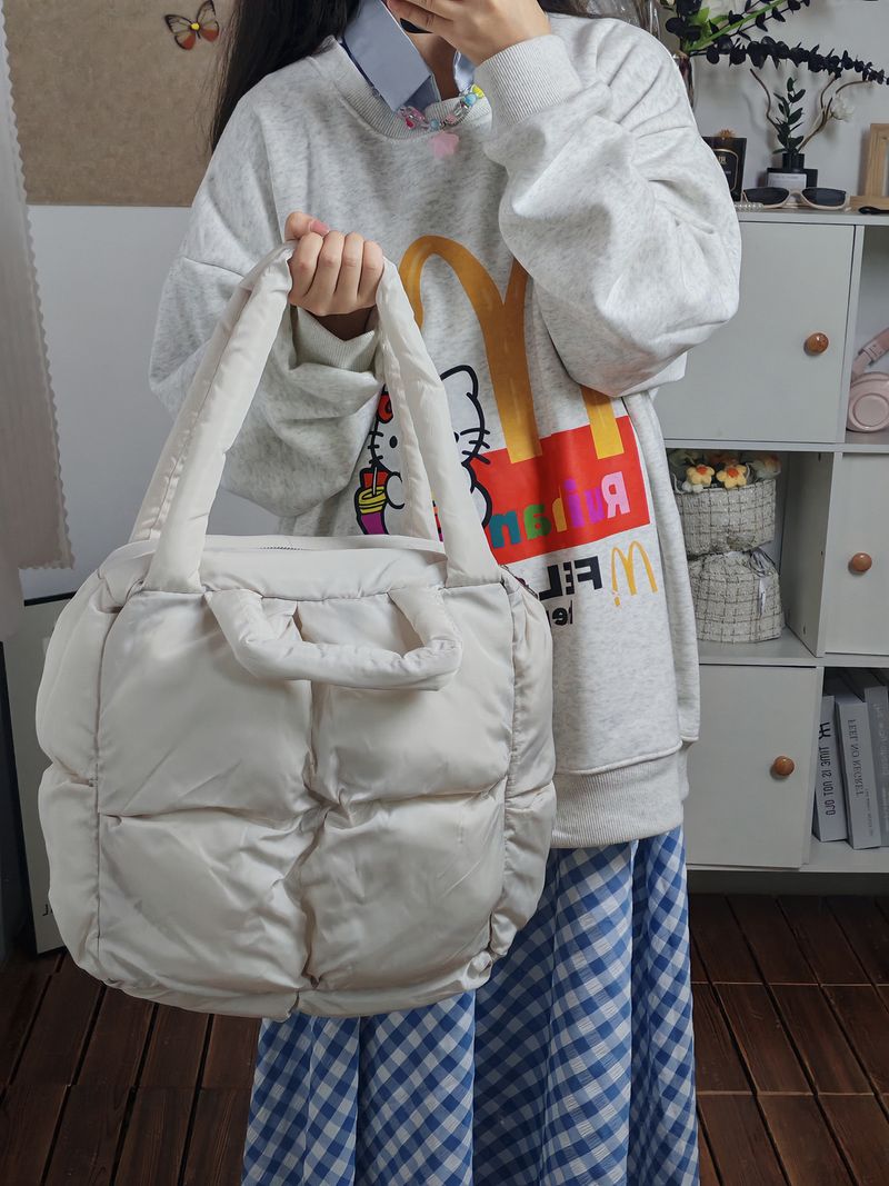 Borsa tote di alta qualità a forma di diamante, morbida in cotone, grande capacità, per donna, 2024, nuova borsa a tracolla versatile sottobraccio per autunno e inverno_voghion.com