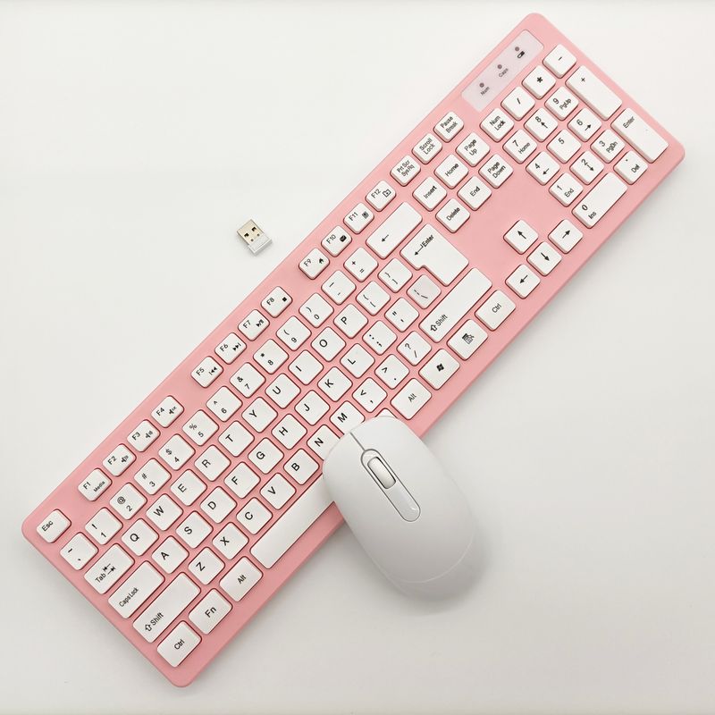 Set di mouse e wireless rosa cioccolato per ufficio, computer portatile all-in-one, tastiera silenziosa per ragazze_voghion.com