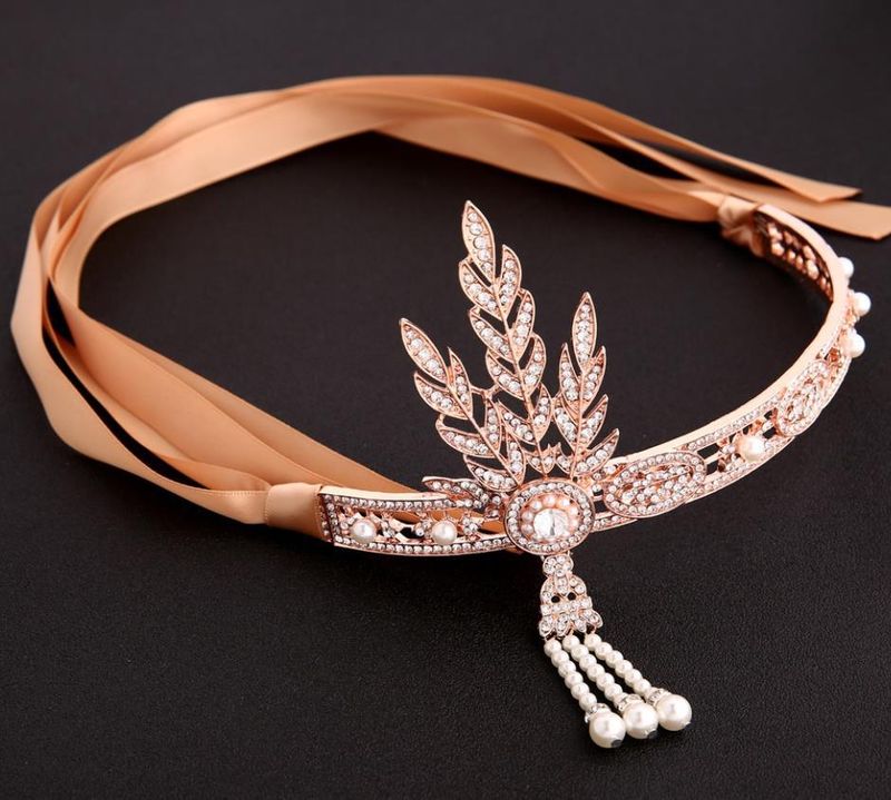 Incredibili gioielli Gatsby Stesso stile Corona Sposa Ornamento per capelli con perle femminili_voghion.com