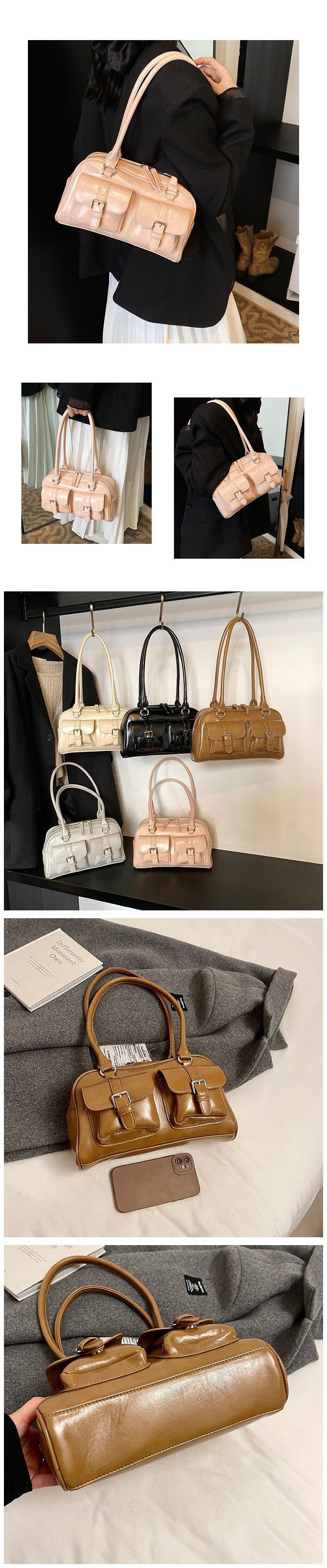 fashion Underarm 2025 Spring And Summer New Wave Multi-pocket Commuting Shoulder Handheld Bowling Bag Fashionable Hundred Casual Daily Simple_voghion.com