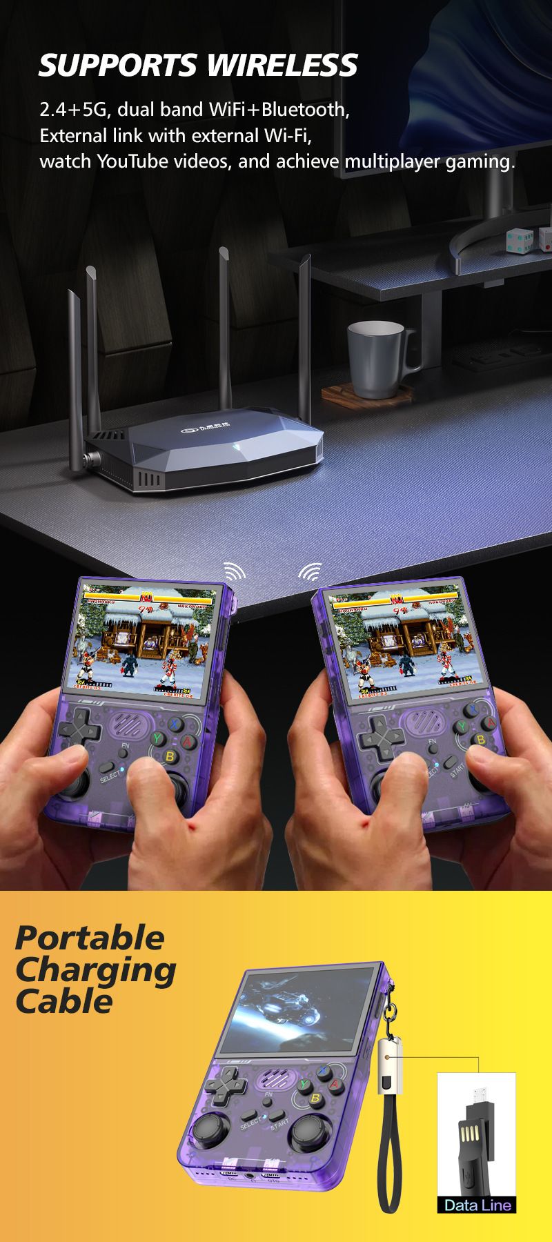 R36XX Handheld Game Console - Retro Open-Source Draagbare Gaming (WiFi Multiplayer, 1000+ Klassieke Games, Plug & Play, Oplaadbare Batterij)_voghion.com