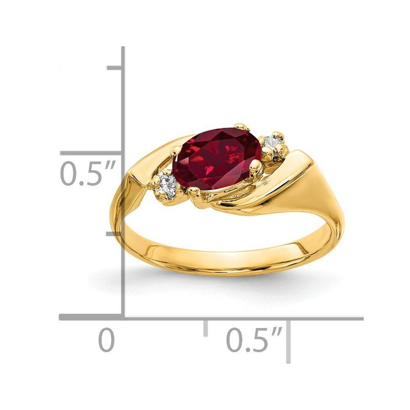 14k 7x5mm Oval Created Ruby AA Diamond Ring_voghion.com
