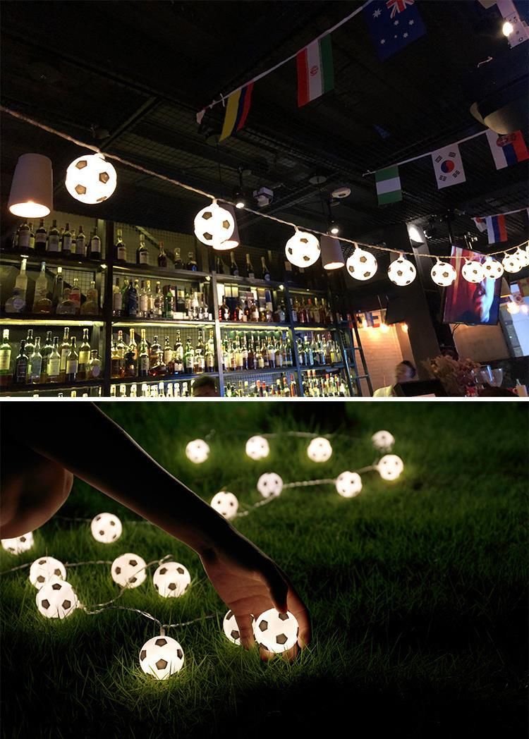 Fotbollsljusslinga Bar Fan Tema Dekorativt Ljus Köpcentrum Kreativ LED Läderboll Litet Färgat Ljusbälte_voghion.com