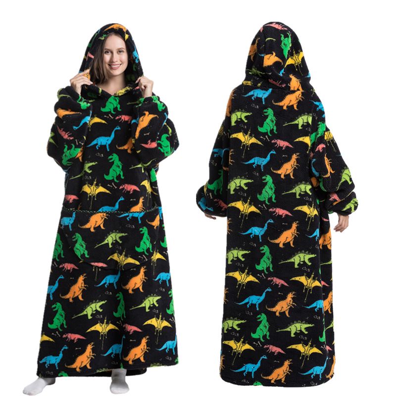 Hooded Cartoon Pajamas Warm Pullover Lazy TV Blanket Thick Oversize Sweatshirt_voghion.com