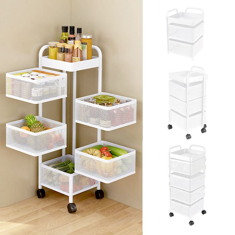 3-6 Tier Rotating Basket Storage Tower Kitchen Trolley Cart Fruit Veg Rack Shelf_voghion.com