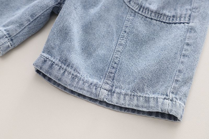 2024 Neue Sommer Jungen Rundhals Krawatte gefärbt bedruckt Kurzarm bequeme Cowboy Baumwollshorts Zweiteiliges Set_voghion.com