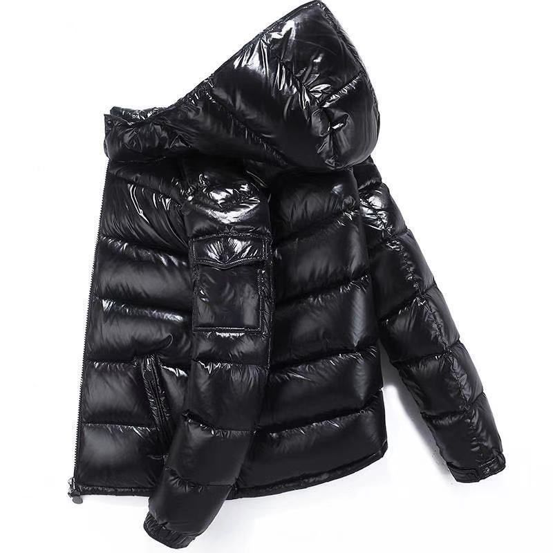 Sulemantel Bright Face Trend kapuutsiga lühike paks talvepommitaja läikiv puffer meeste jope_voghion.com