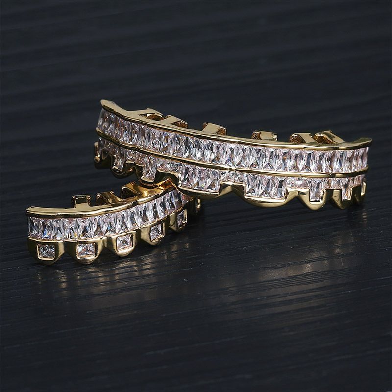 Griglia per denti placcata in oro Dia per hip hop, bling_voghion.com