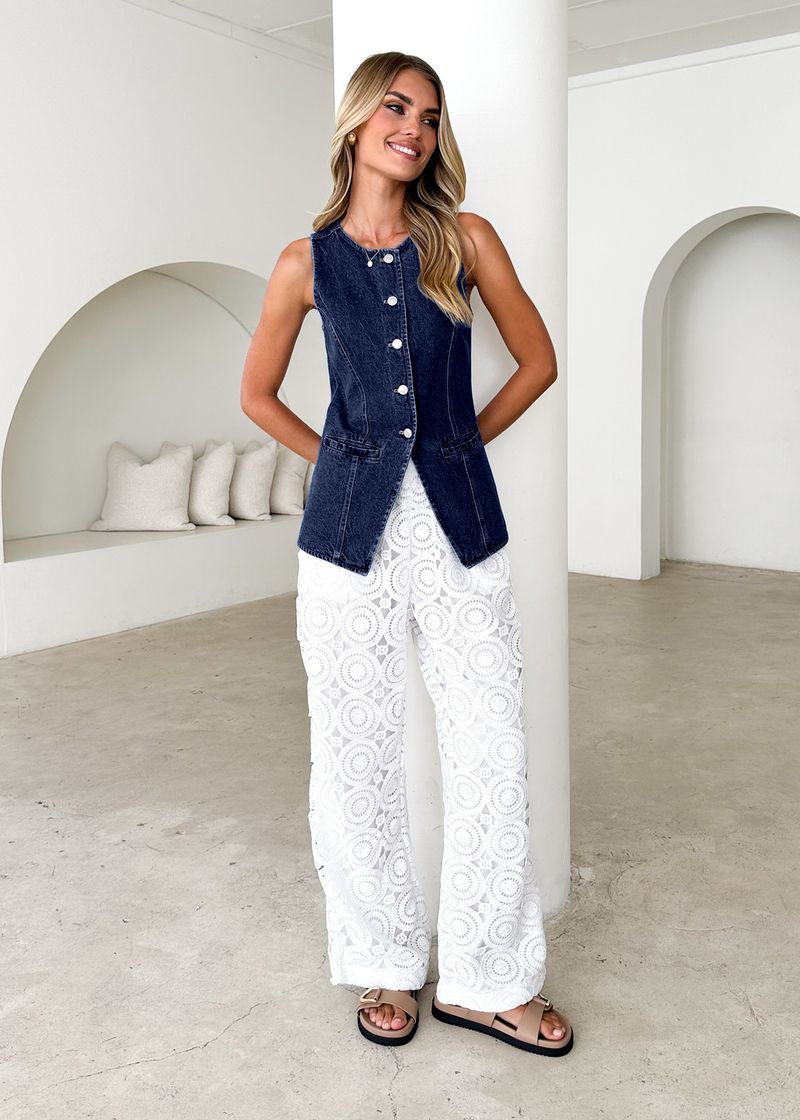Damenbekleidung Retro-Mode Ärmellose Taille Jeansjacke Weste Frauen_voghion.com