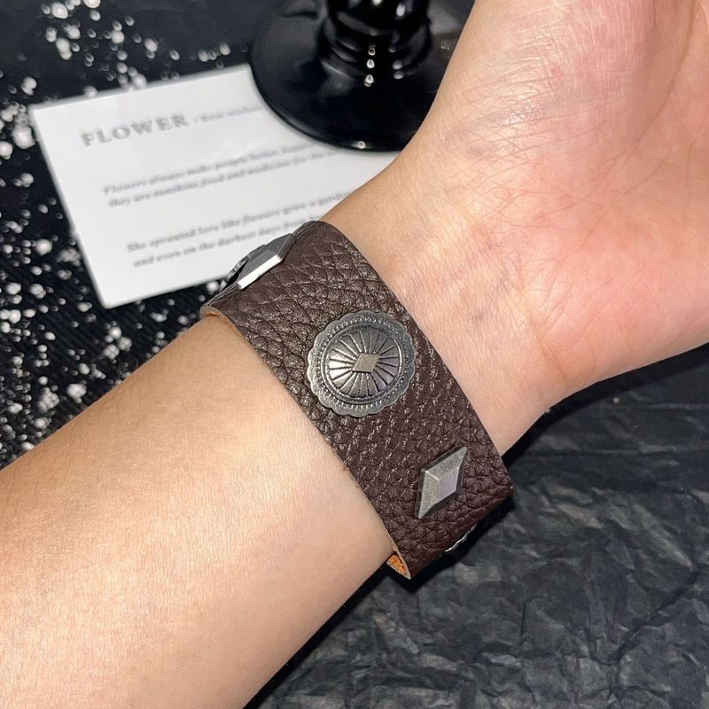 Bracelet large en cuir unisexe Melard, style punk, tendance et tendance_voghion.com