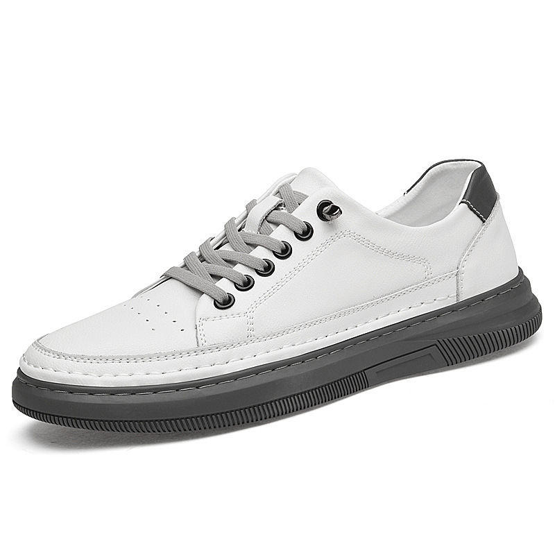 Euro Step, nuove scarpe da ginnastica bianche in pelle di vacchetta da uomo, comode e casual, versione coreana, scarpe alla moda_voghion.com