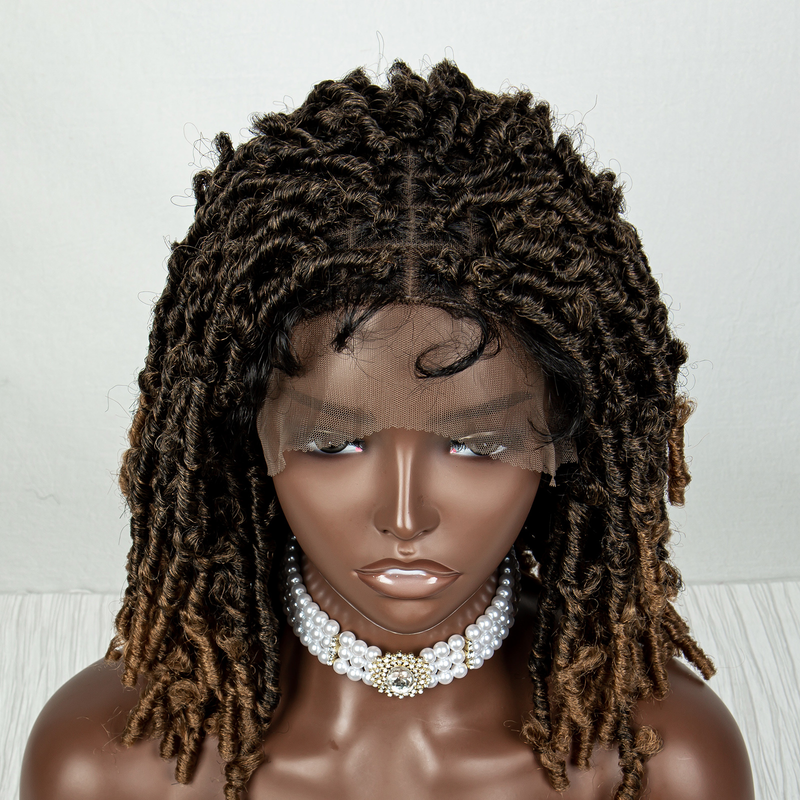 16inch chemical fiber lace braid wig hand braided braid curly hair 9*6 lace wig 180% density women's daily decoration_voghion.com