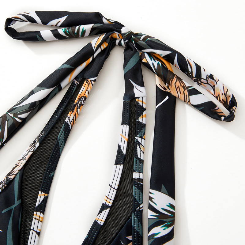 Maillot de bain fendu en tissu maille, bikini sexy européen et américain pour femmes, couleur unie, épissure_voghion.com