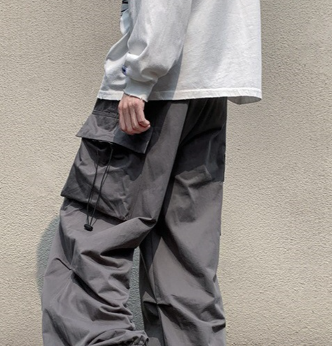 Men's clothing high street parachute multi-pocket overalls men's autumn hip-hop retro loose casual trousers_voghion.com