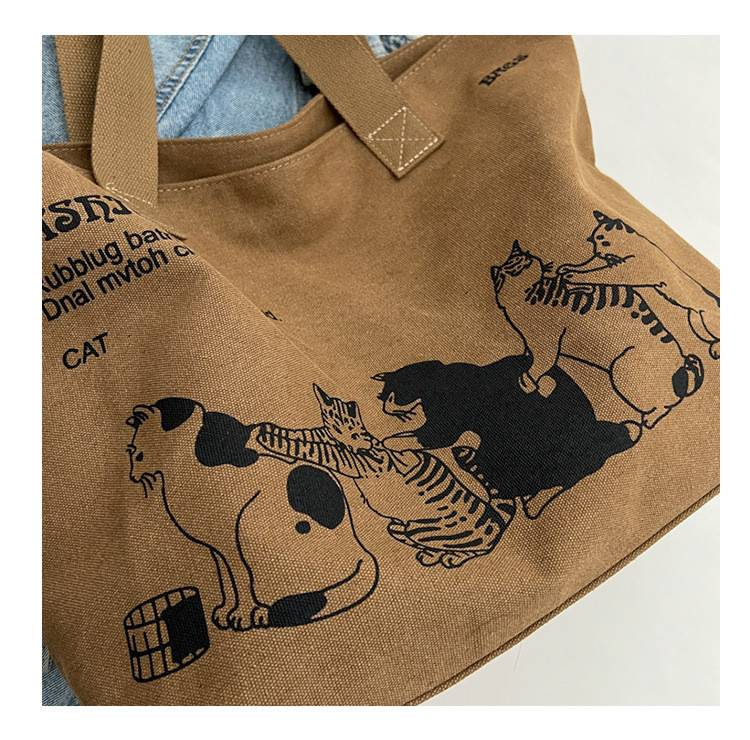 Mode canvas damestas Mode damesschoudertas Studentenklasse draagtas Denim materiaal Grote capaciteit damesboodschappentas_voghion.com