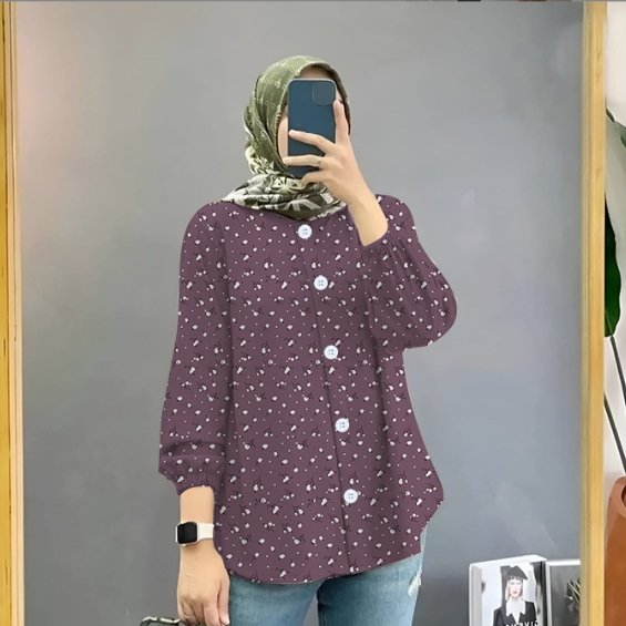 Camisa con estampado de corazón para mujer, blusa informal holgada de manga larga, moda 2025, nueva túnica con cuello de solapa, botones sencillos para vacaciones._voghion.com