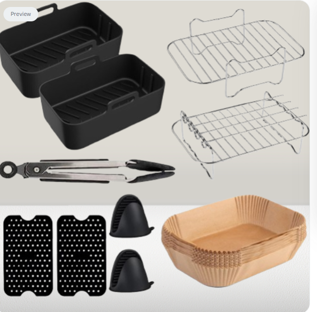 Andere Kochgeschirrteile Air Fryer Zubehör Set Rechteckiges Grill-Backblech Geeignet für Doppeltopf-Serie Backofen_voghion.com